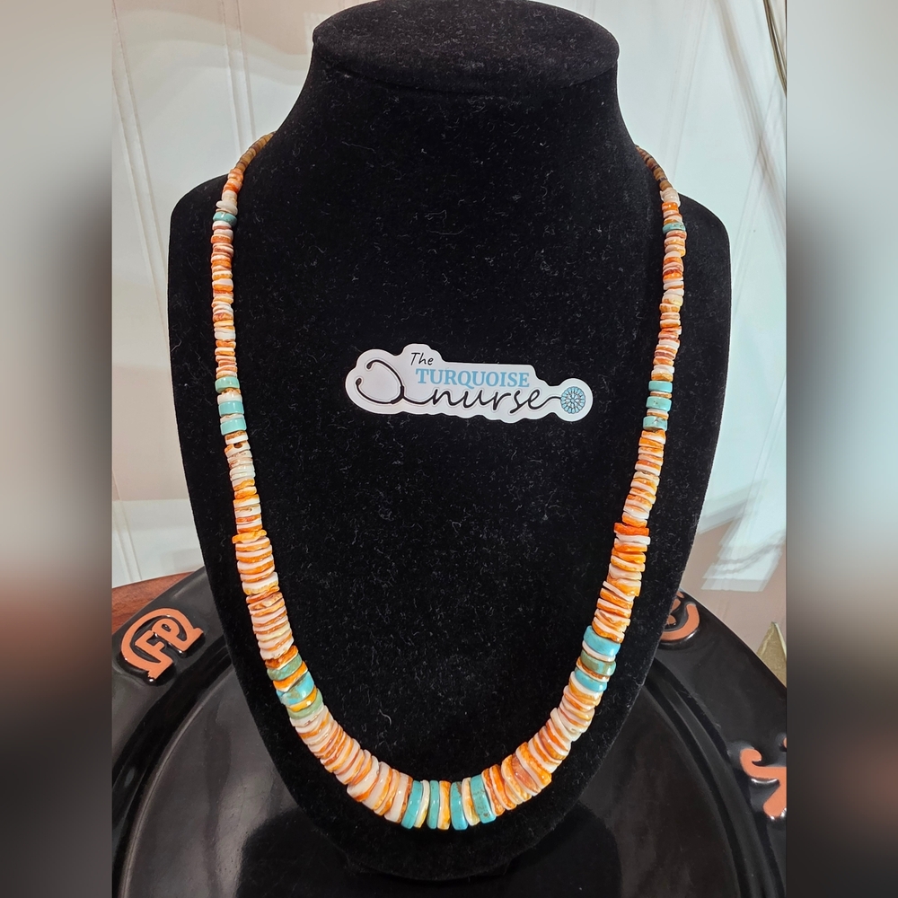 Orange & Turquoise Beaded Necklace